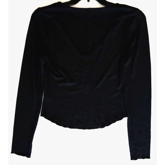 Free People OB1619283 Women's Sz S Black Keep it Basic Long Sleeve Henley Top - Picture 7 of 7